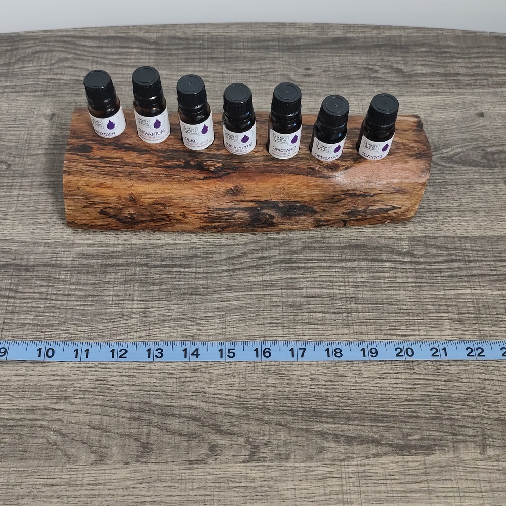USED - HANDCRAFTED Rustic Wooden Essential Oil Holder. 7 Slots. Beautiful Piece!